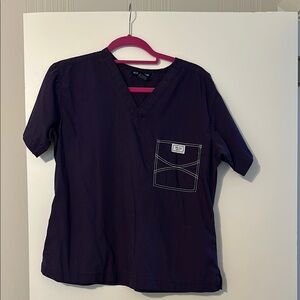 Eggplant Blue Sky women’s scrub top